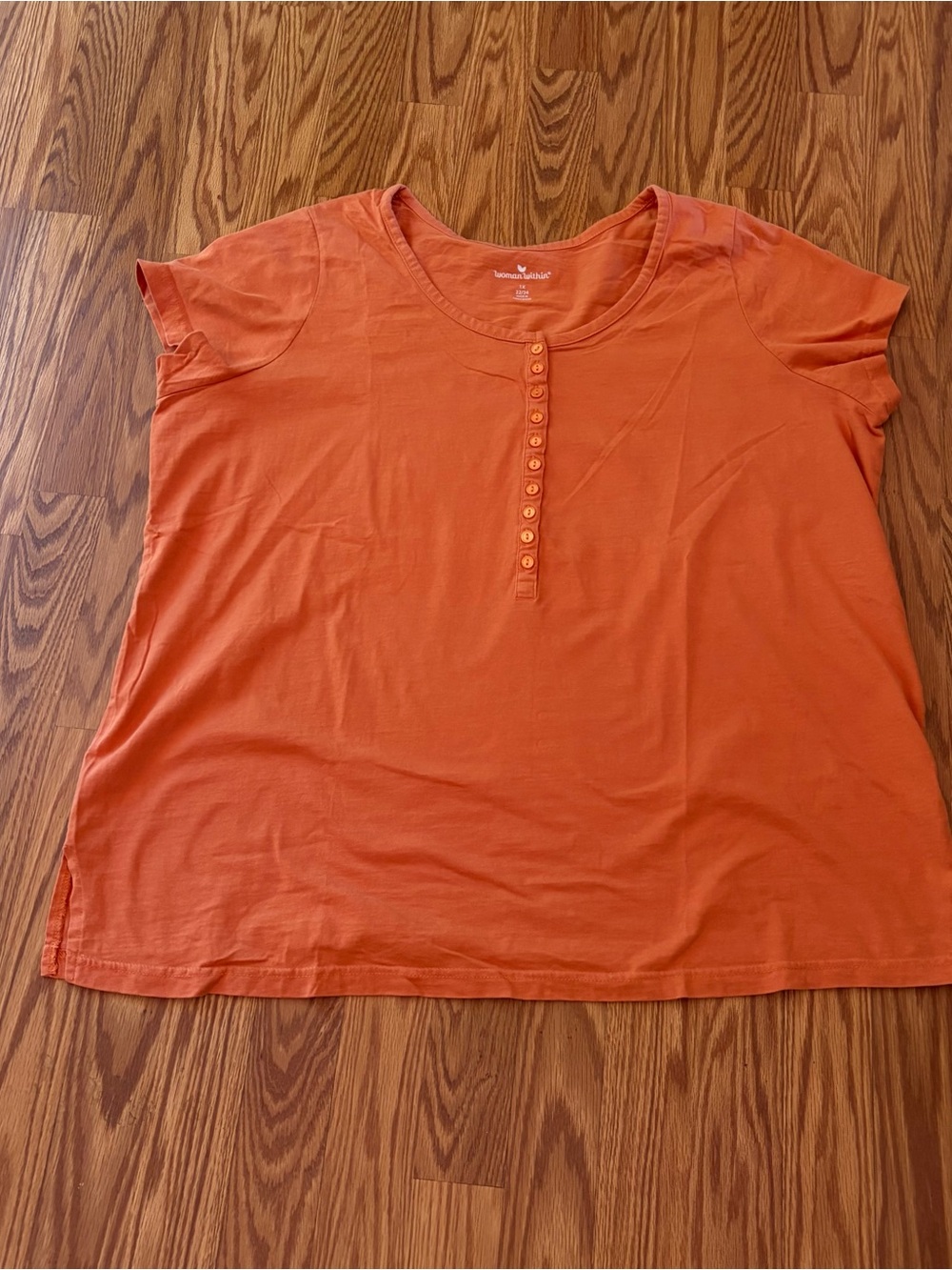Woman Within Women’s 1X 22/24 Orange Cotton Pullover Shirt